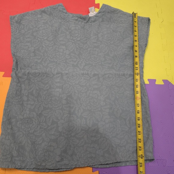 Fashion Options Women's Size 10 Gray Silk Blouse Floral Jacquard Textured Top - Picture 2 of 7